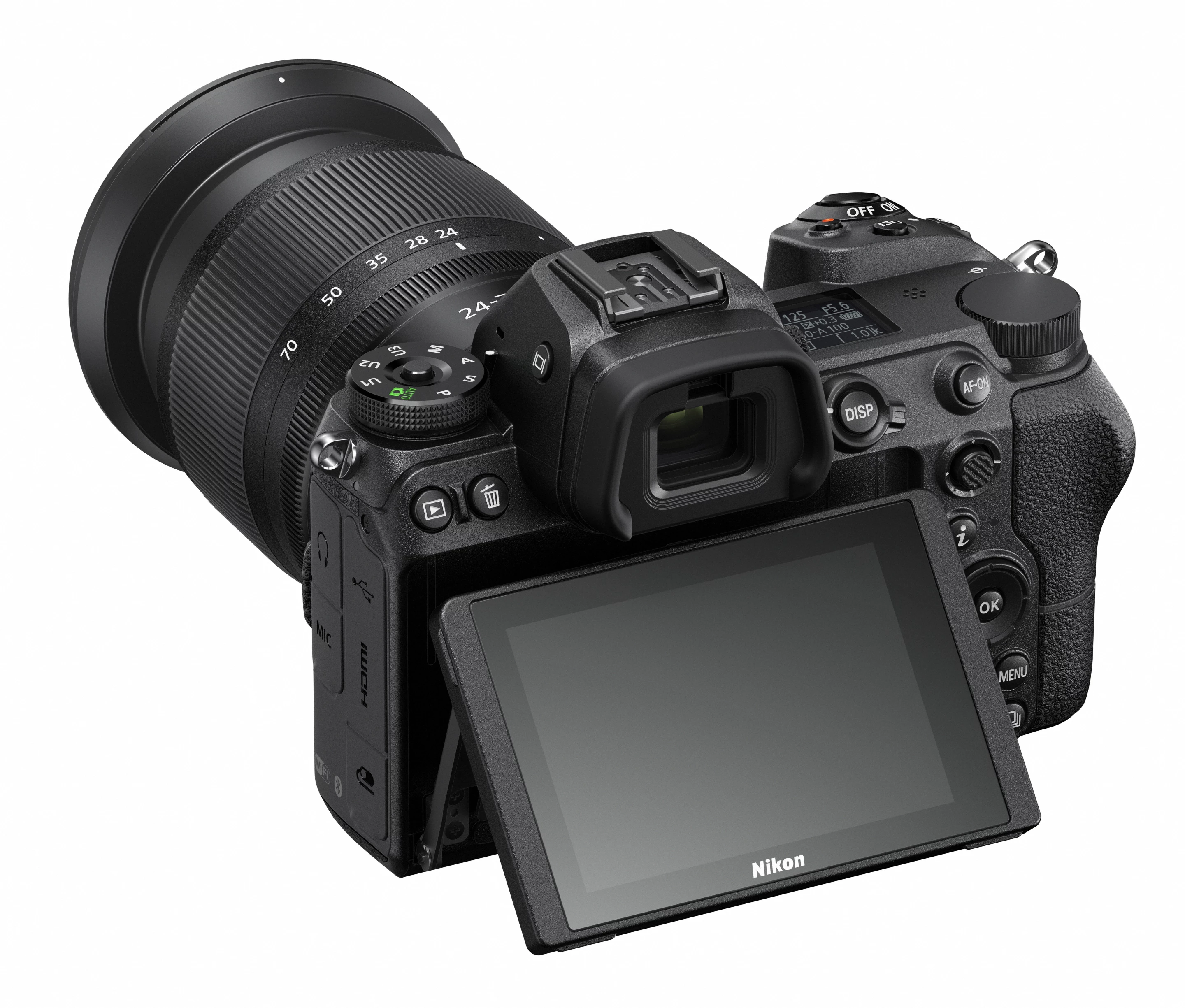 The Z 7 has a 3.69 million dot OLED viewfinder around back and a 3.2-inch, 2.1 million dot tilting touchscreen panel