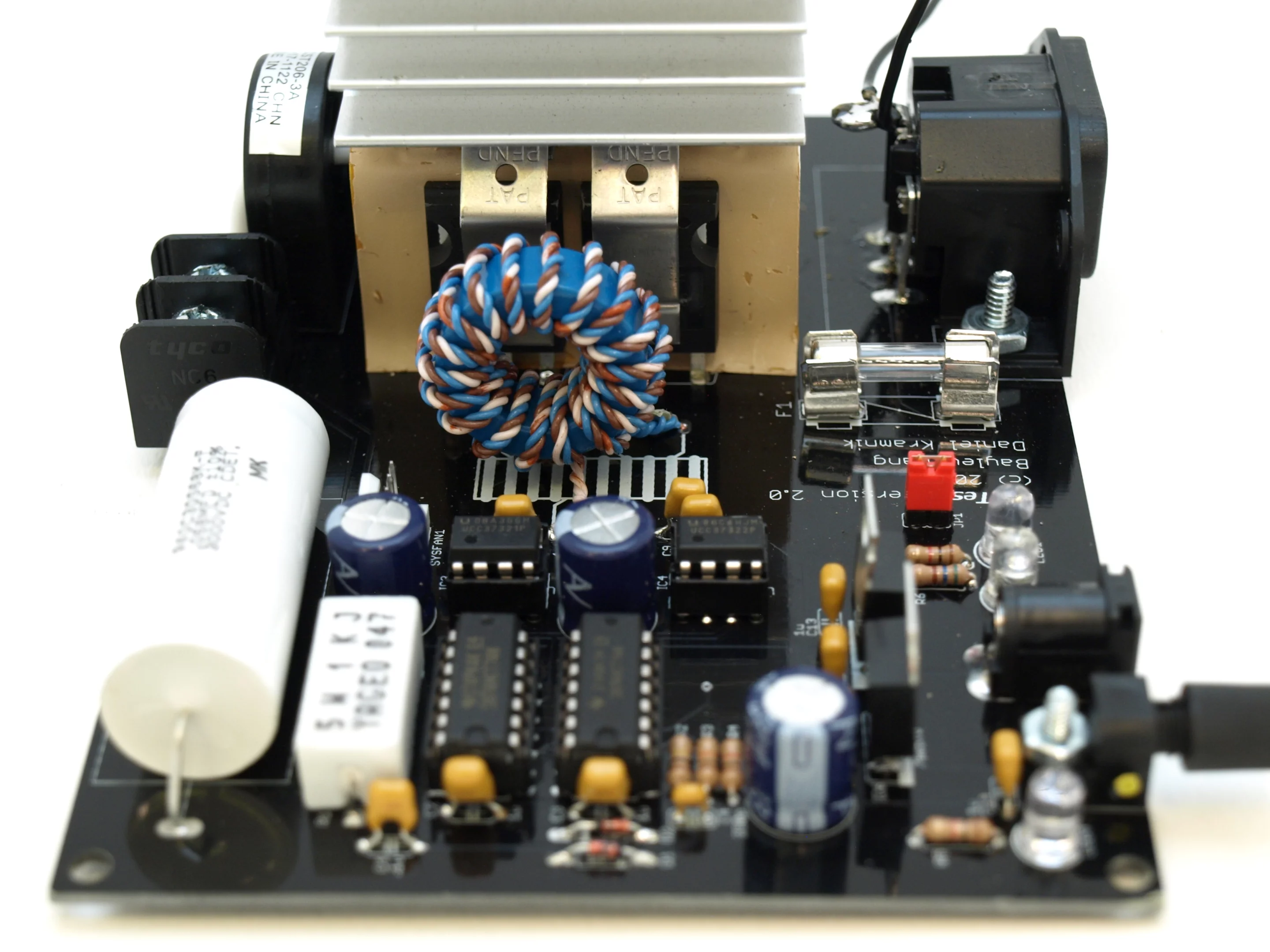 Front view of the main board with all components in place