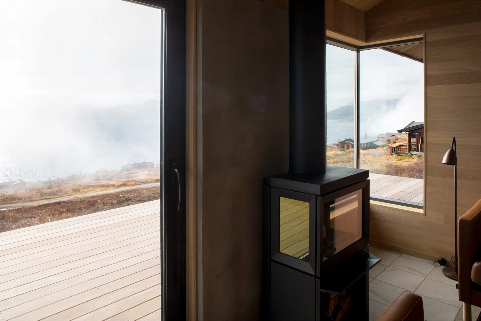 The Hooded Cabin features a wood-burning stove