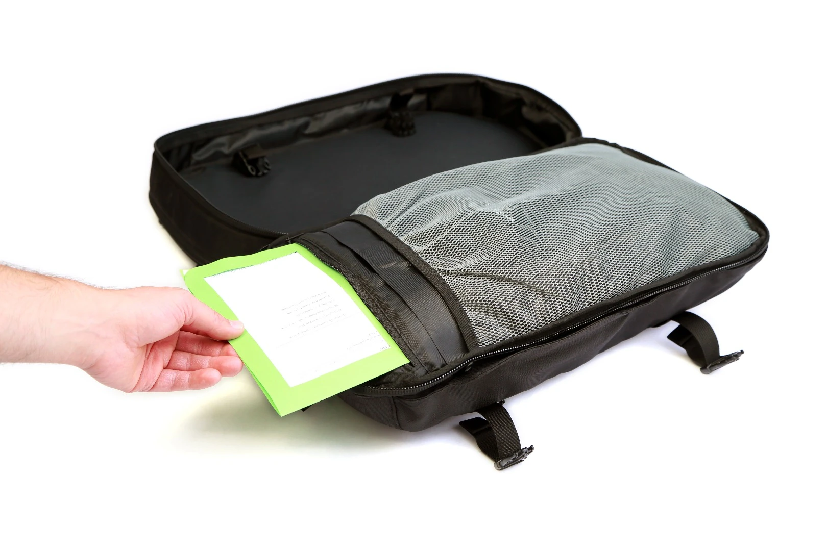Internal sleeves lets you store documents away from clothes and other items