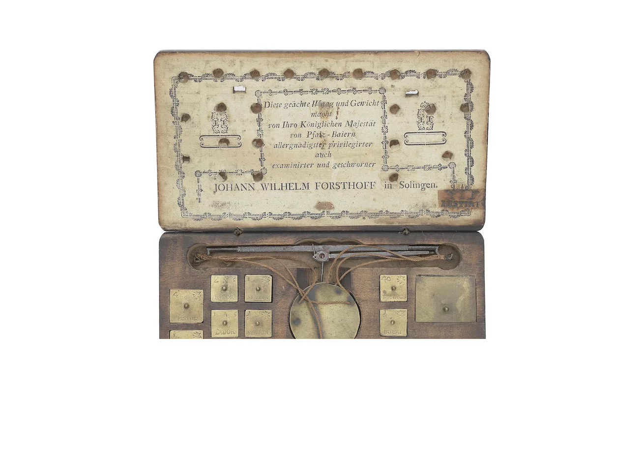 A set of Johann Wilhelm Forsthoff coin scales, German, circa 1780