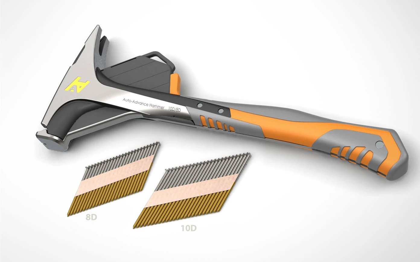 Render of Michael Young's nail-dispensing hammer