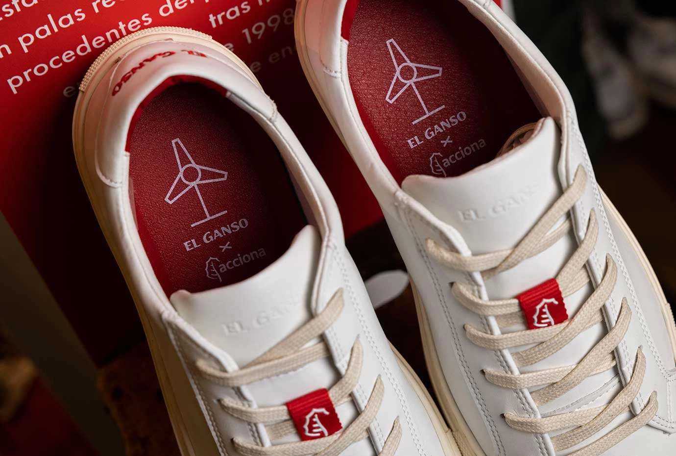 Acciona teamed up with Spanish fashion brand El Ganso to make sneakers which incorporate recycled fiberglass from turbine blades in their soles