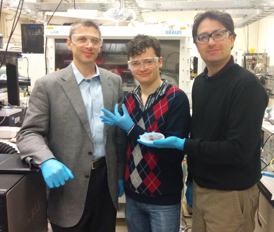 The MIT team behind the thin-film coal research (L to R): Jeffrey Grossman, Brent Keller, Nicola Ferralis