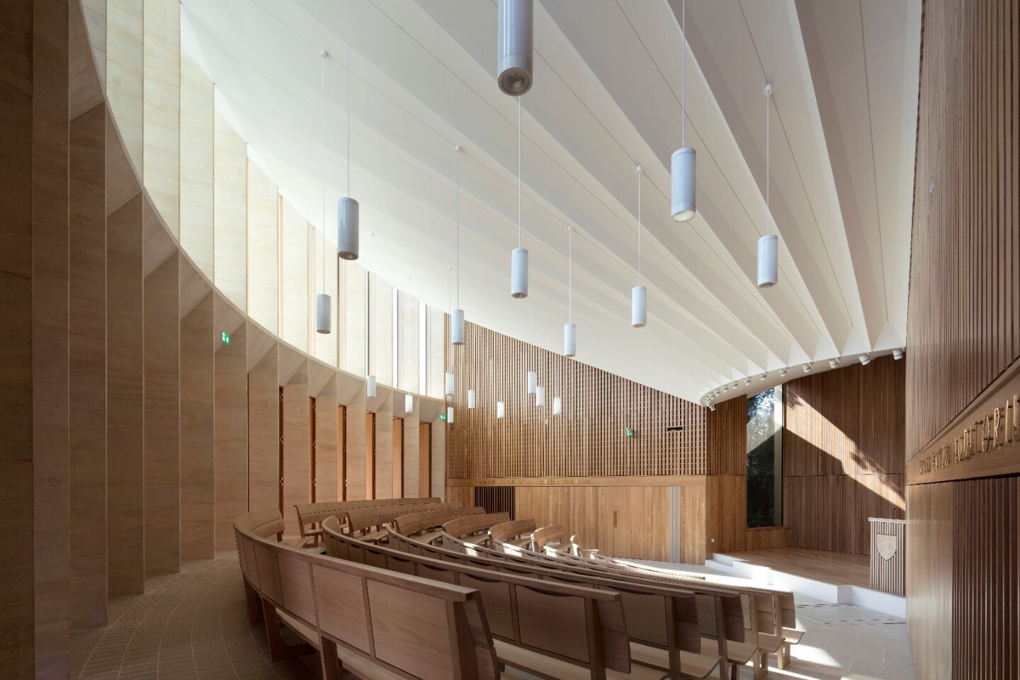 A look inside the auditorium at the Sultan Nazrin Shah Centre, by Niall McLaughlin Architects