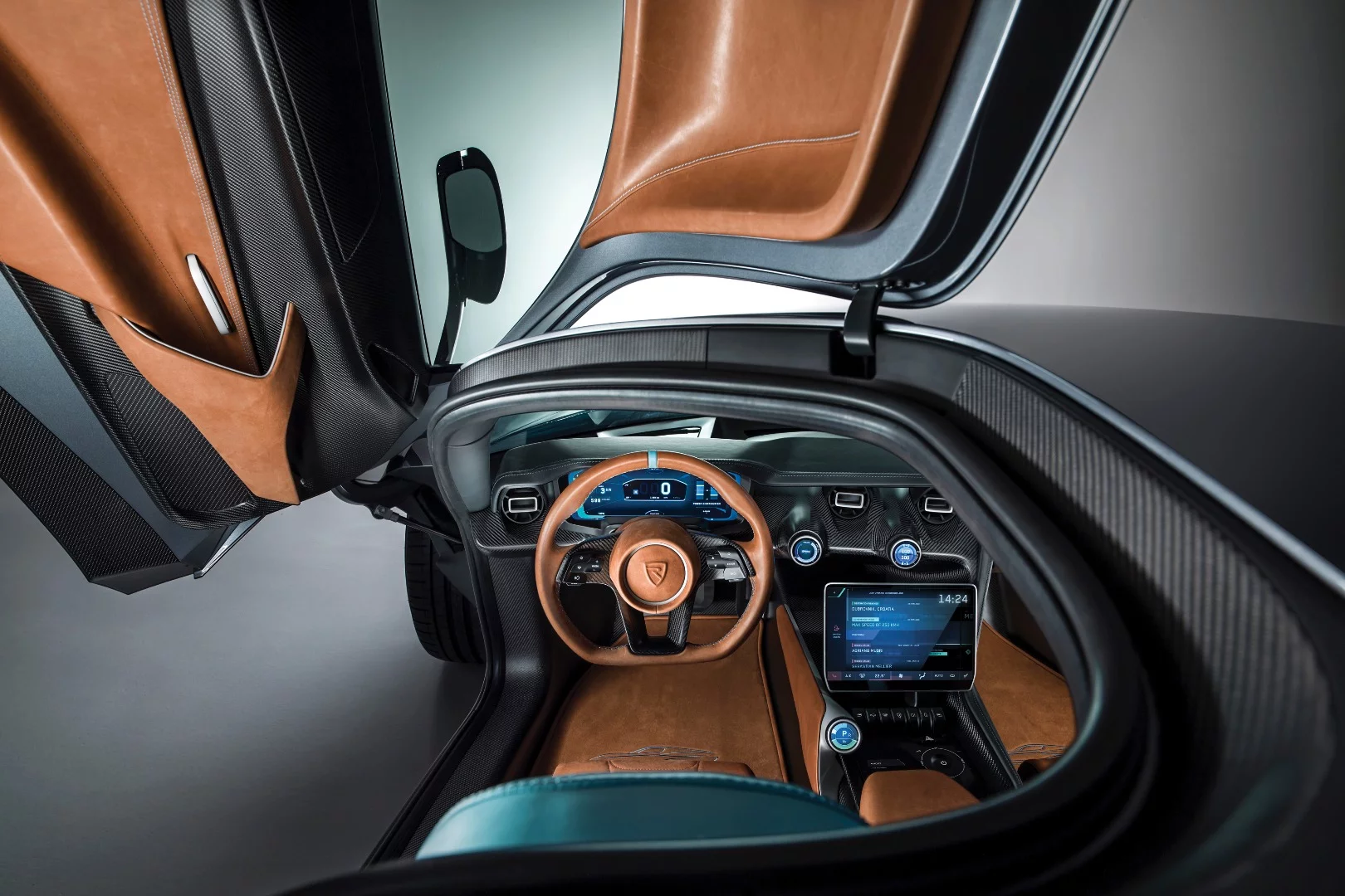 Rimac C_Two: cabin and steering wheel