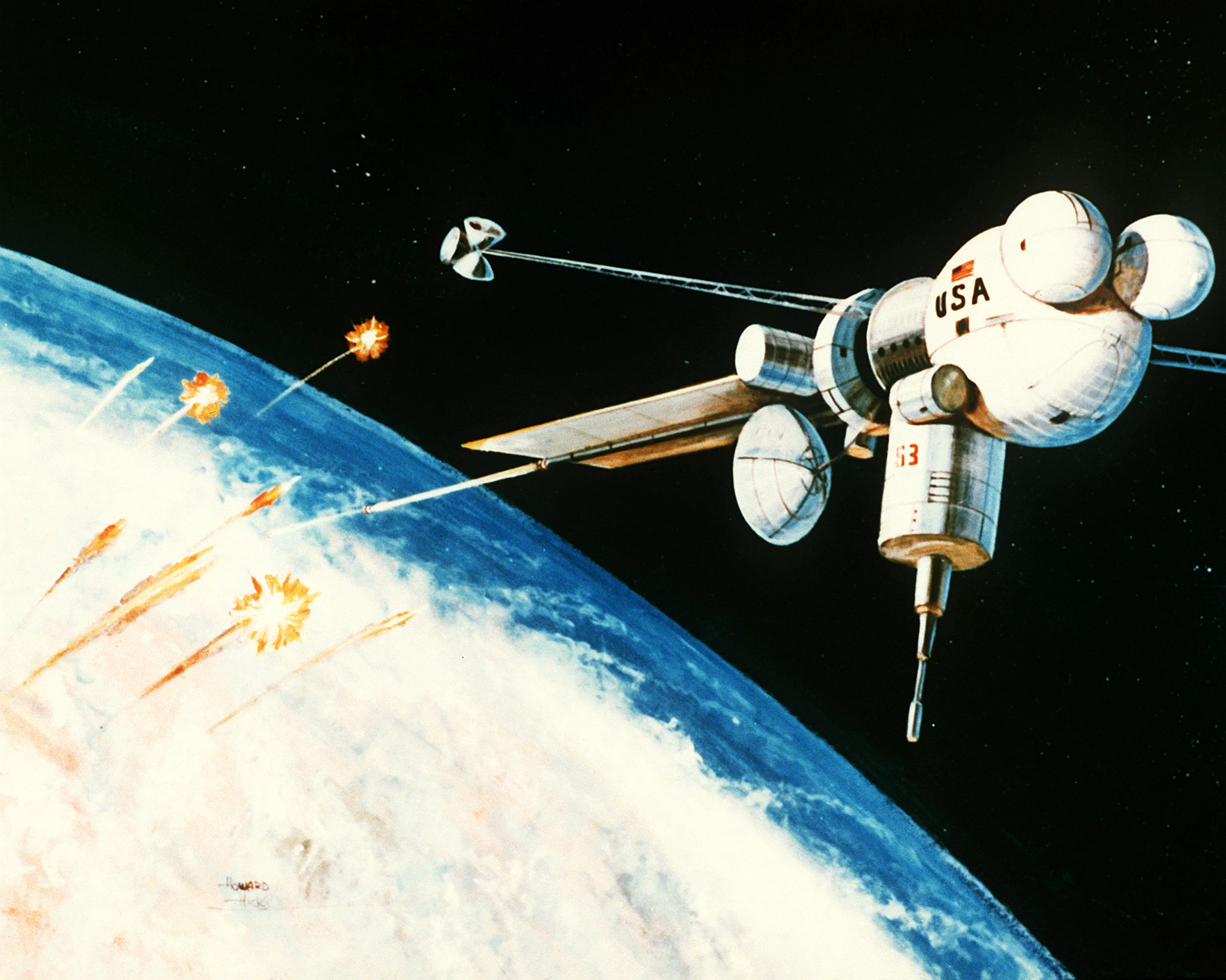 Artist's concept of a space-based electromagnetic railgun