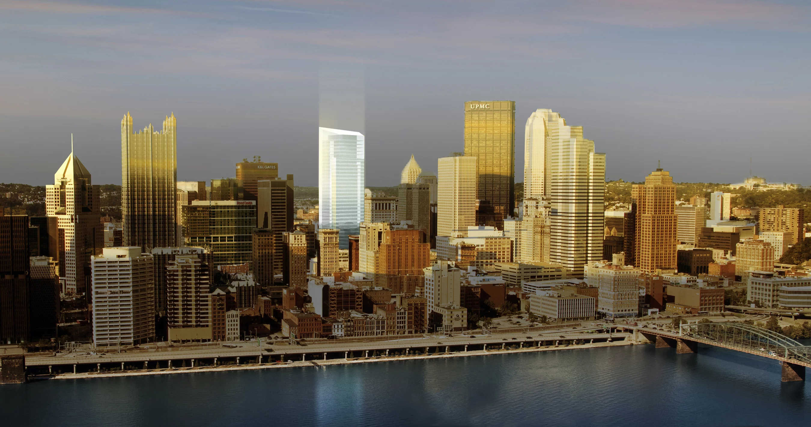 The Tower hopes to minimize use of the surrounding Pittsburgh rivers which are already at risk through overuse, storm-water and waste water systems. The building will use low flow fixtures and rainwater harvesting to irrigate the green roofs whilst treating grey and black water wherever possible (Image: Gensler)