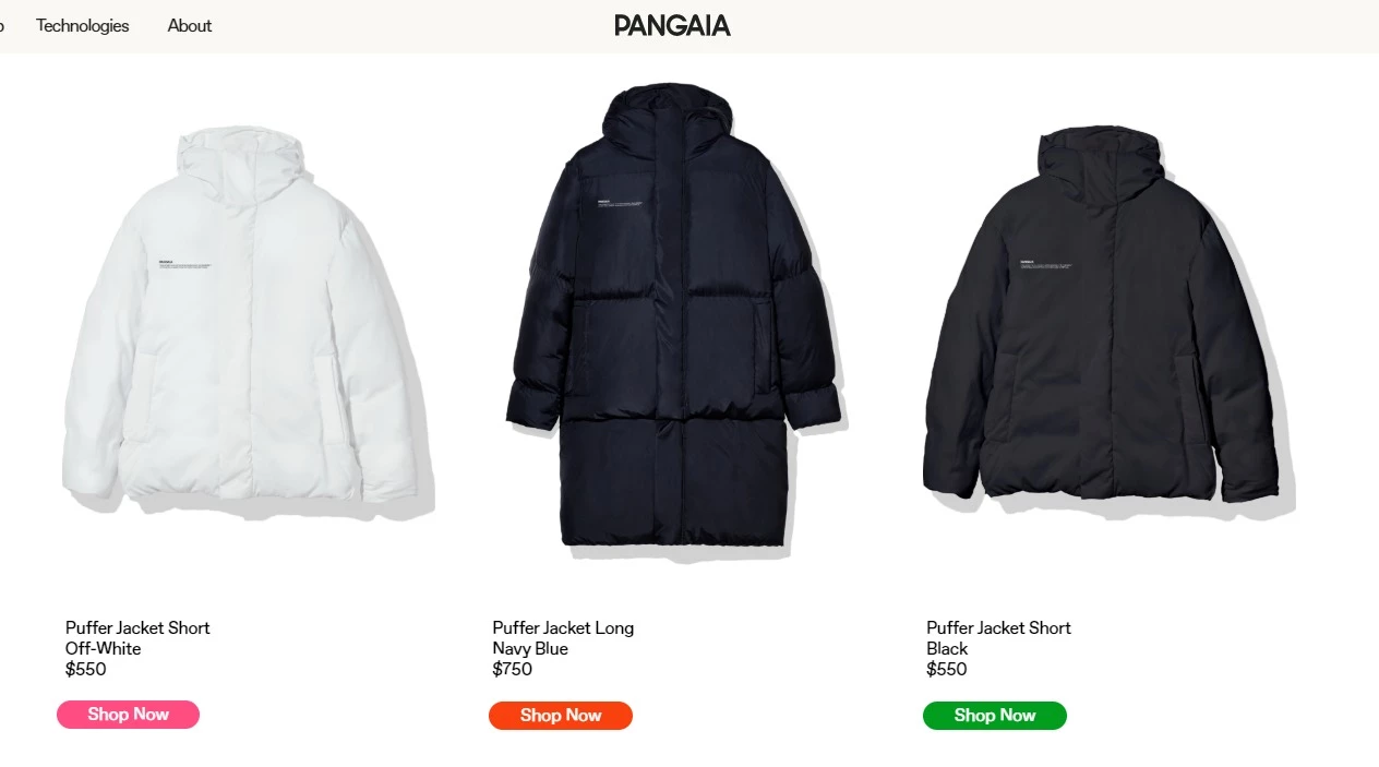 The FLWRDWN puffer jacket series is available in three different styles