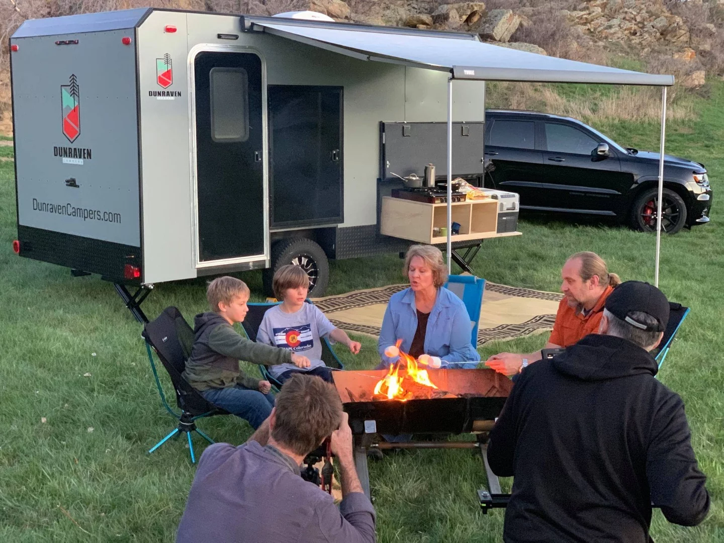 Enjoying a family camping trip