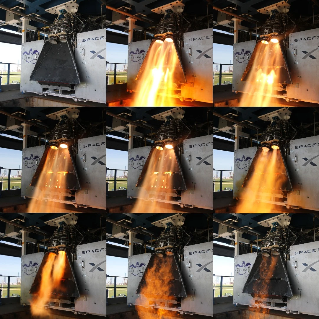 SpaceX's SuperDraco thrusters undergoing testing at the company's facility in Texas