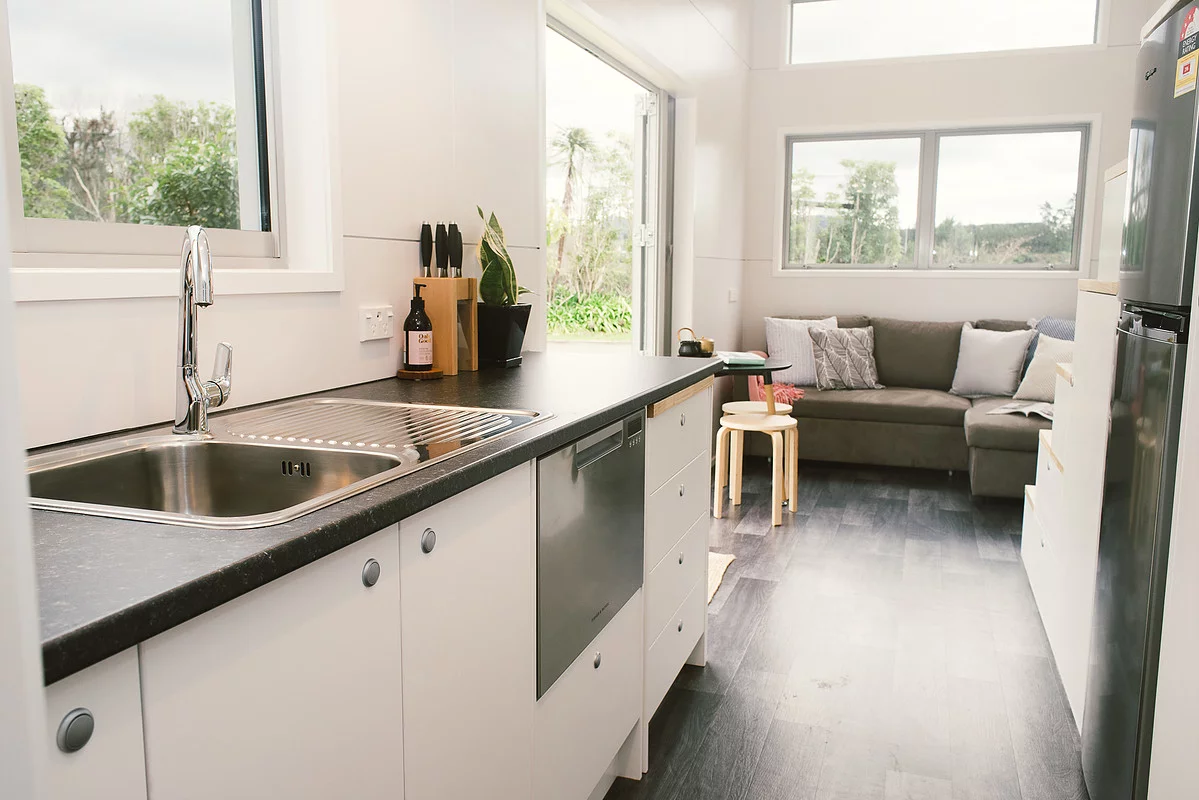 The Buster Tiny House's kitchen counter