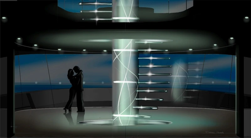 Qi's energy tower at night