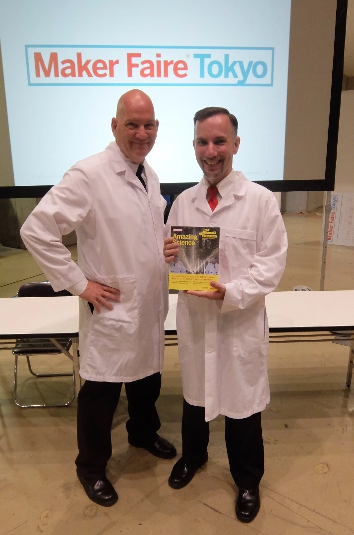 Fritz Grobe and Stephen Voltz promoting the Japanese version of their "Amazing Science Book"