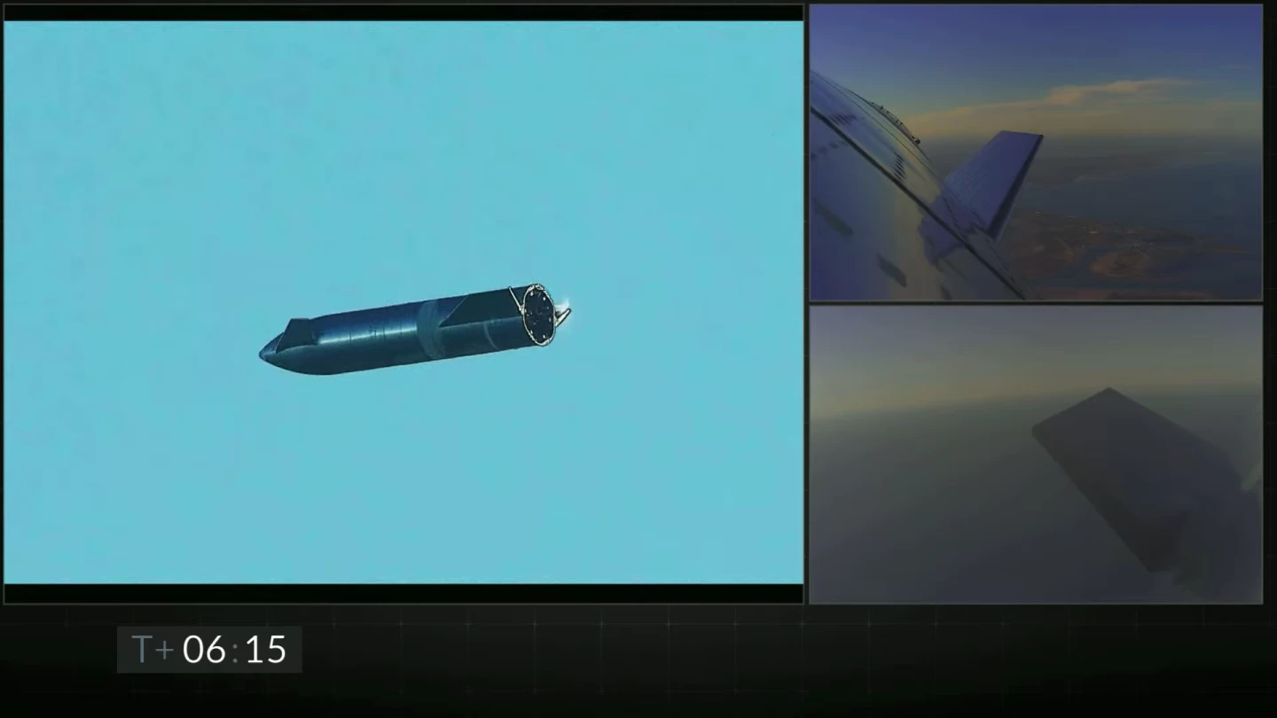 SpaceX's Starship performs a belly flop maneuver