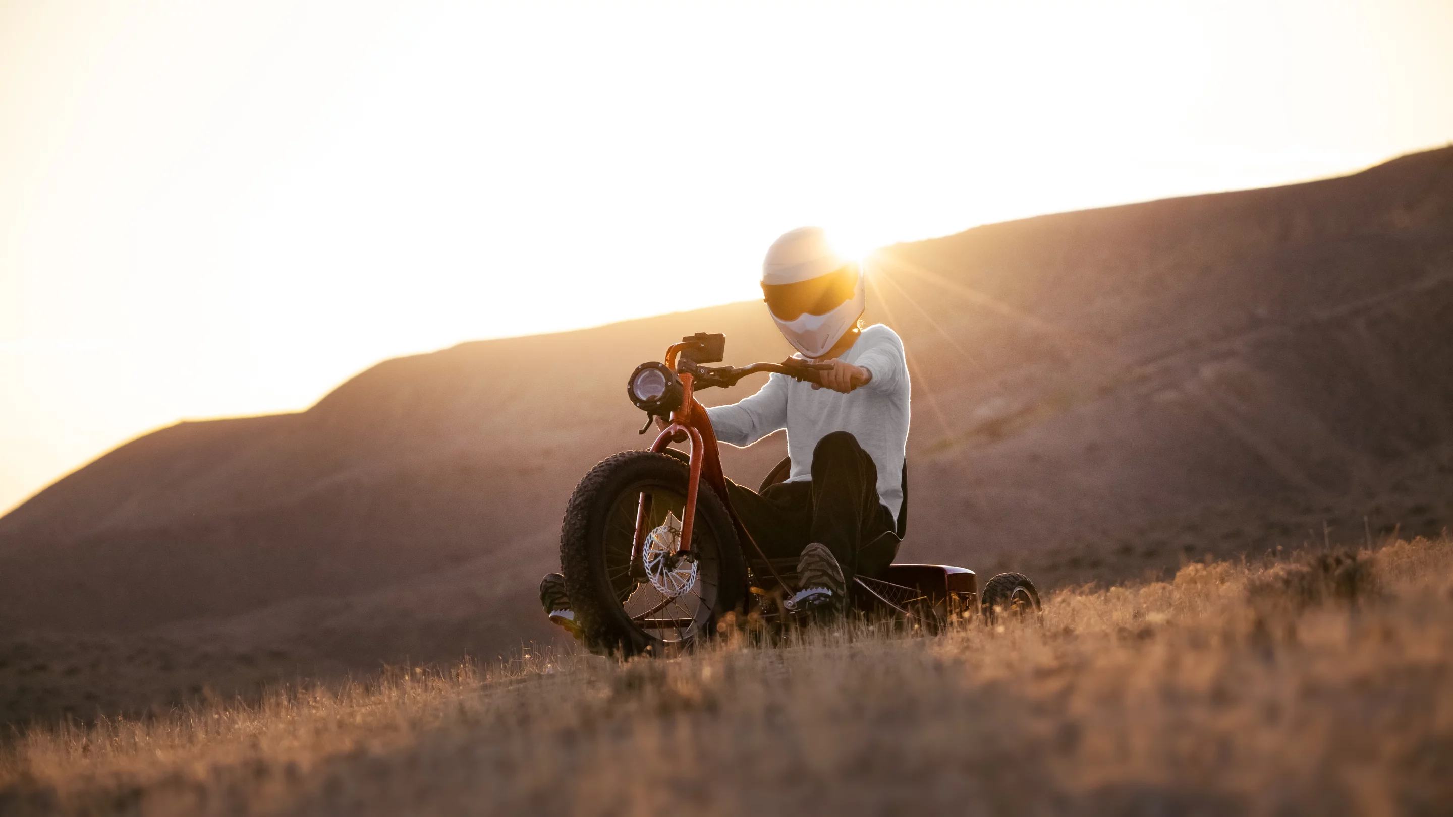On the road, the Vook e-trike will max out at 20 mph, but the boost mode can get off-roaders up to 40 mph