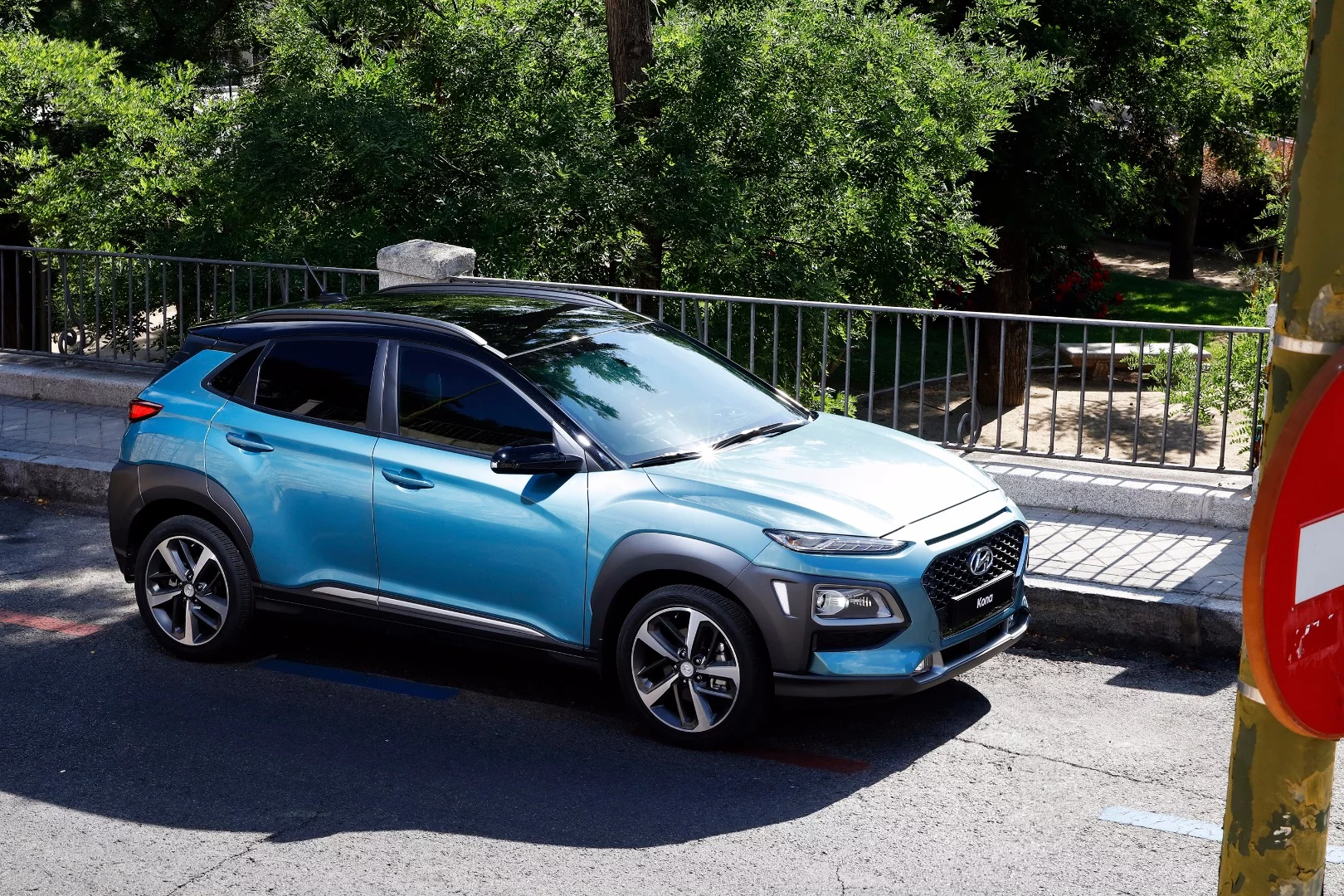 The Hyundai Kona rides higher than the average hatch