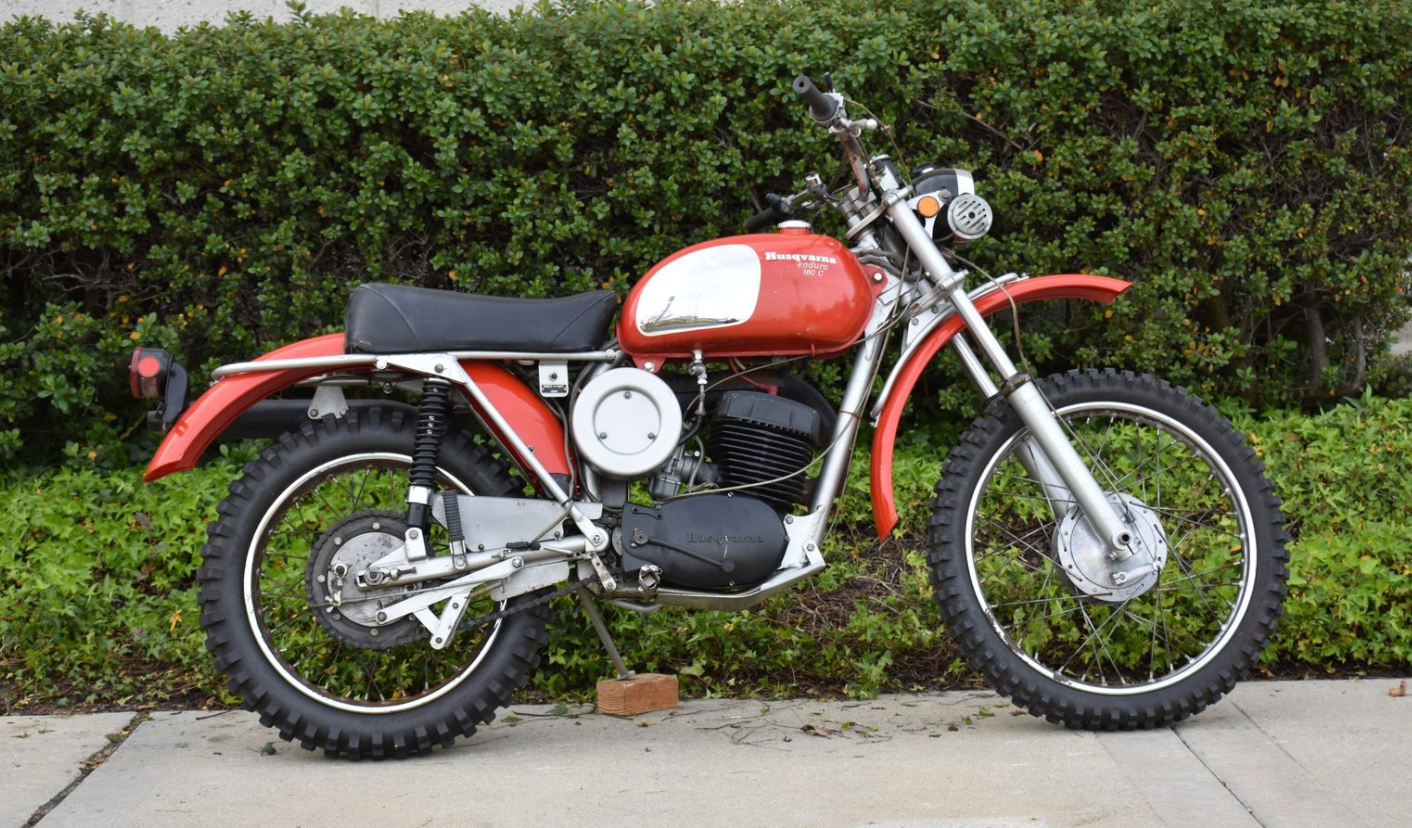 Actor Lee Marvin's 1971 Husqvarna 360 Enduro was found at his Baja (Mexico) property. Marvin's silver screen exploits didn't count much in the end as the bike achieved a high bid of $14,300 and was passed in. Auction Description