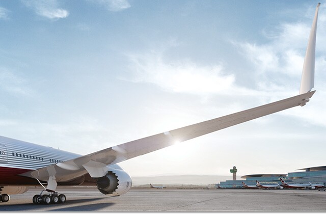 The 777X has folding wing-tips to increase wingspan and fuel-efficiency without limiting access at airports