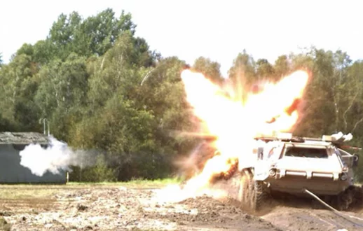 Rheinmetall AG's newly developed Active Defense System (AMAP-ADS) fends off an RPG (Photo: Rheinmetall AG)