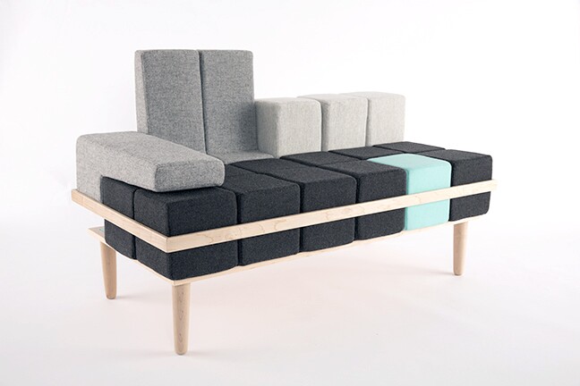 The interactive element of the Bloc'd Sofa is designed to increase its longevity