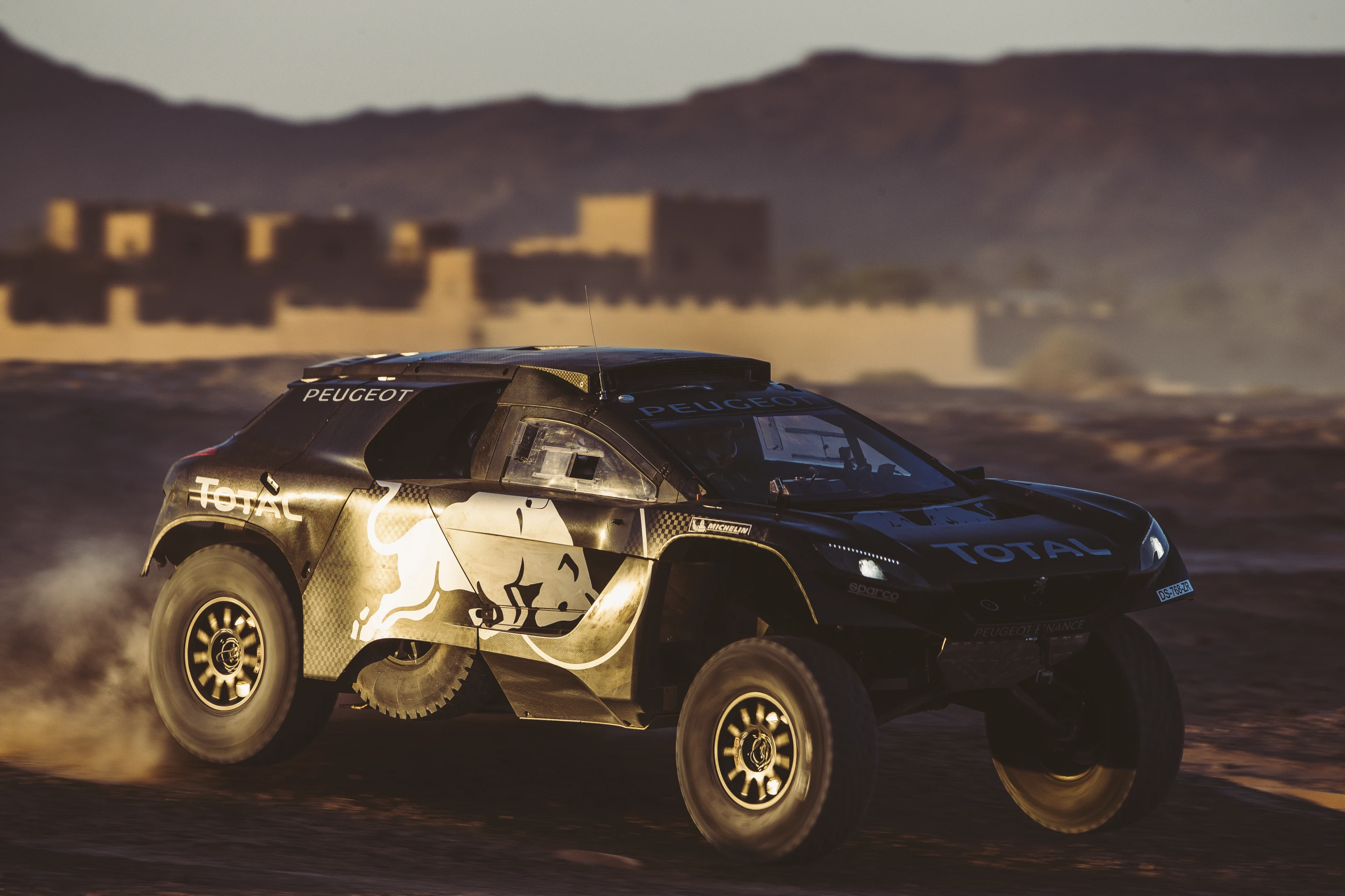 The DKR16 carries spare tires on its sides