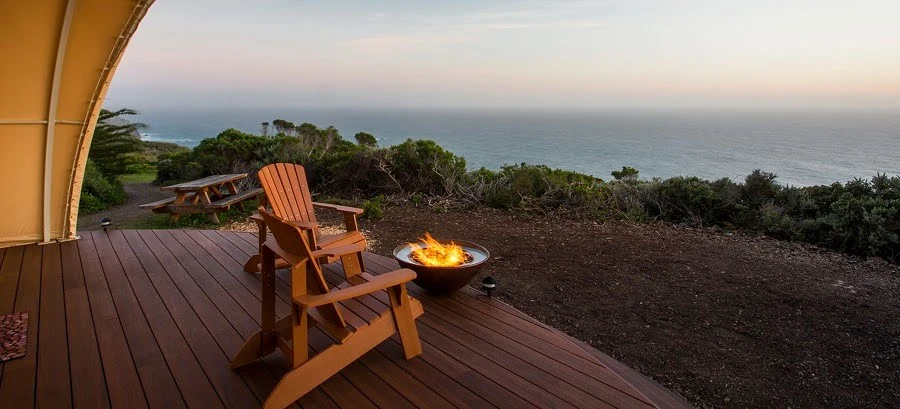 The Cocoon doesn't require a foundation but rests atop a wooden deck