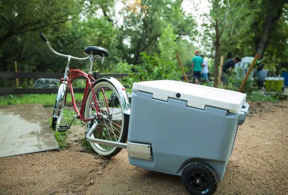 The available bike hitch turns Rovr Rollr coolers into trailers