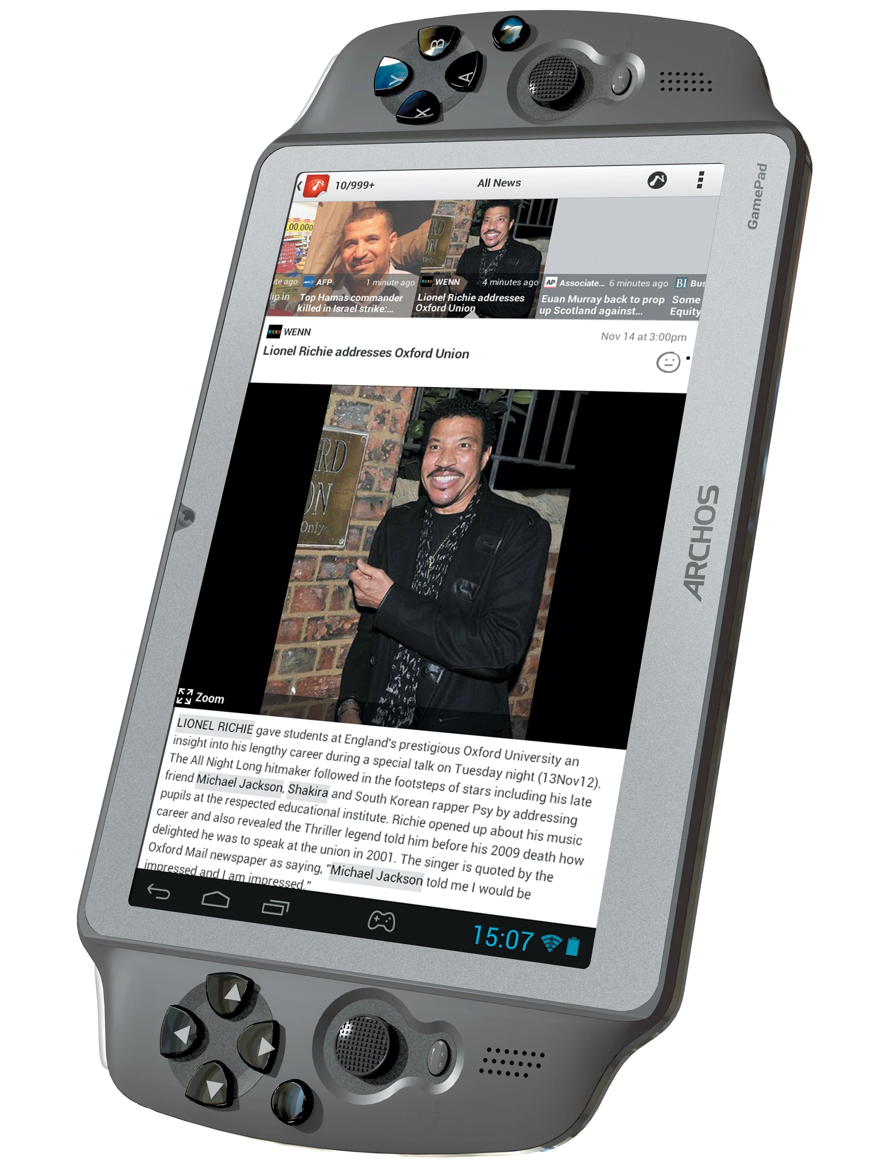 The ARCHOS GamePad also functions as an Android tablet
