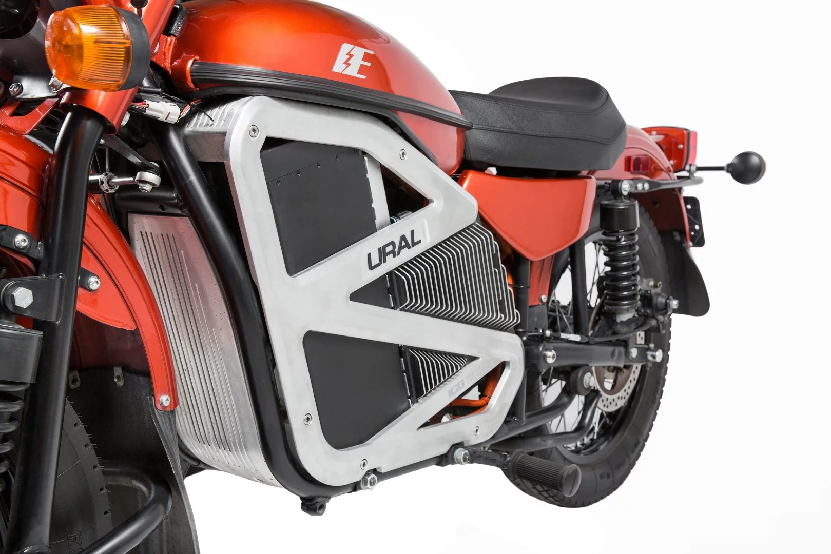 Ural's electric prototype: odd-shaped battery-holding frame