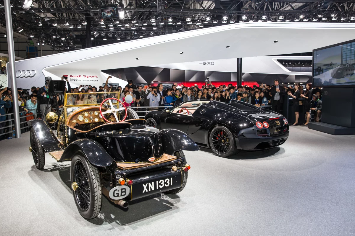 Bugatti shows the new Vitesse Legend next to the original Black Bess in Beijing