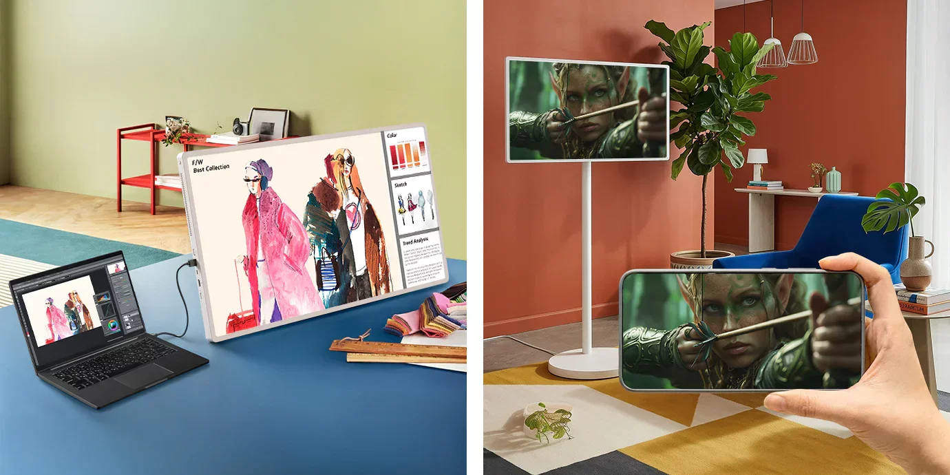 You can use the StanbyME 2 Max in multiple roles, from a secondary monitor for a laptop to wirelessly casting content to from a smartphone