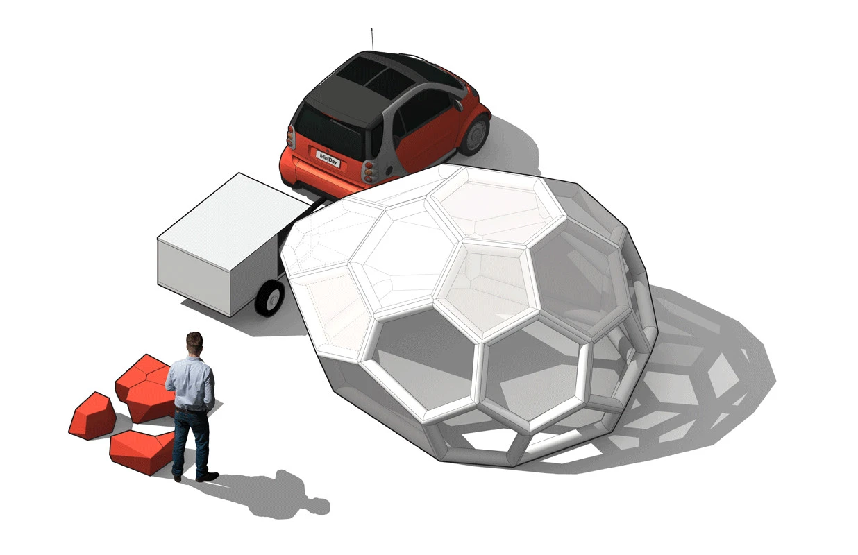 The Pneumad provides a large shelter once inflated