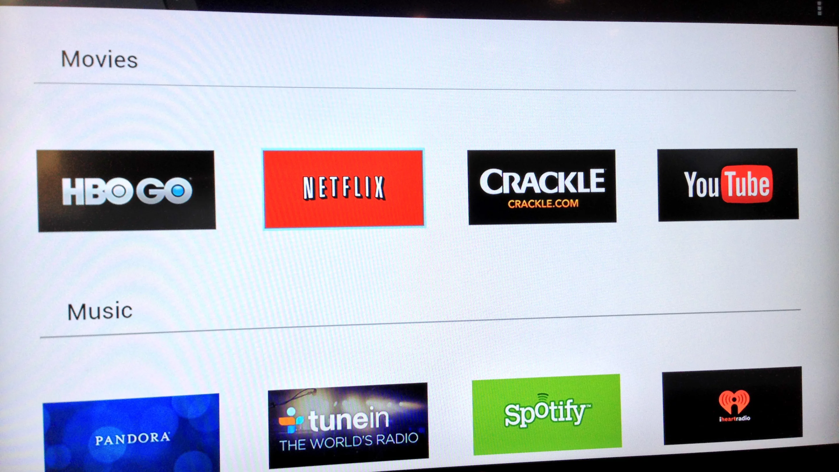 FAVI added some custom software to the interface that makes it easy to find your favorite streaming services