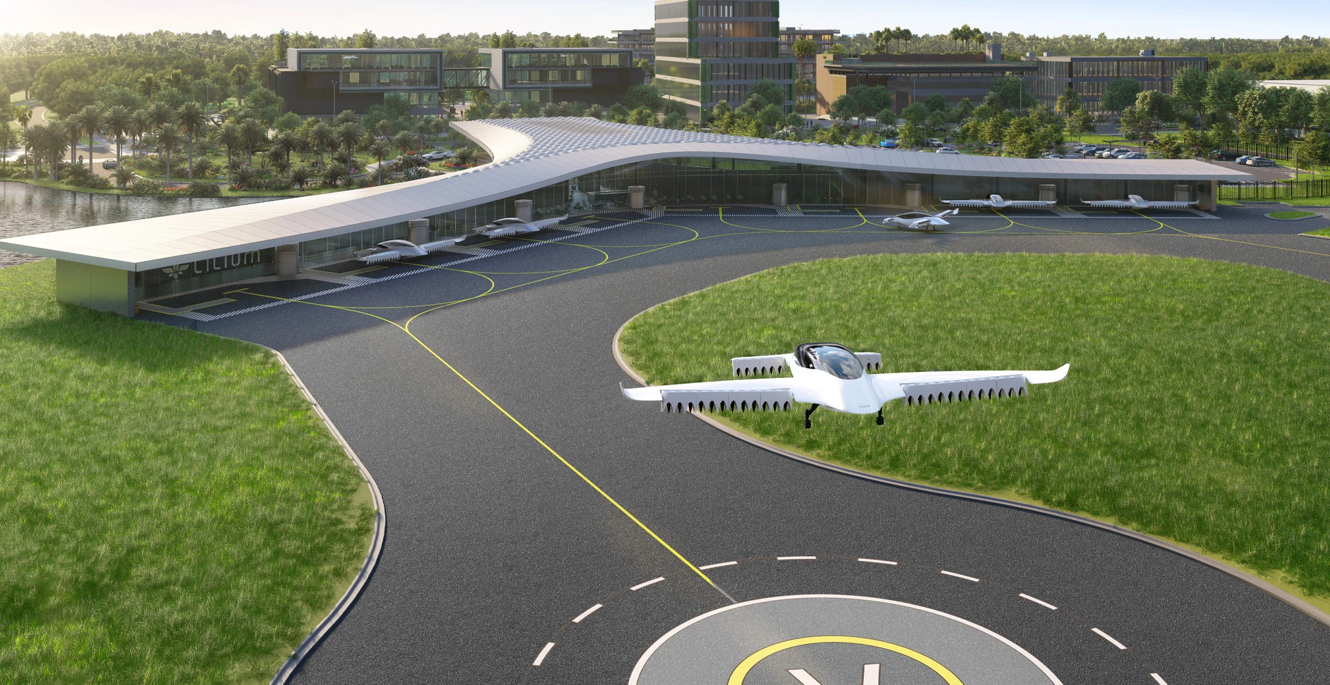 A render of one of Lilium's vertiports