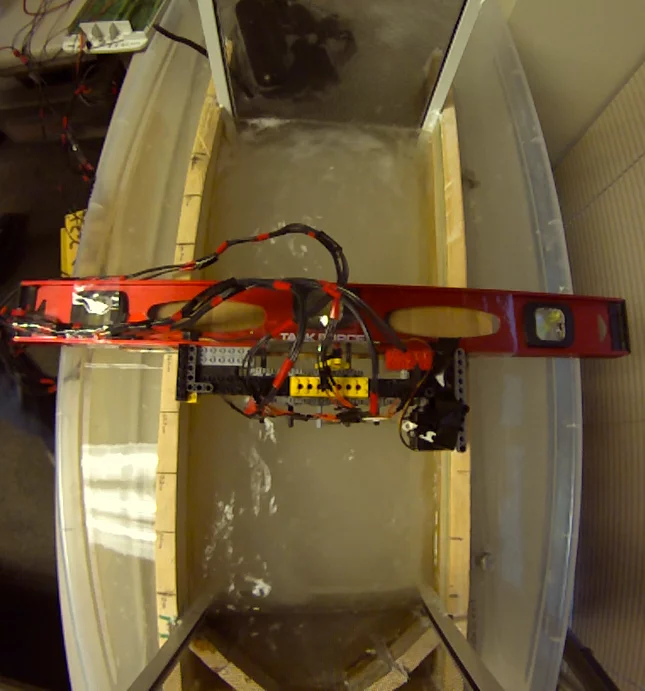 The team also tested their robotic whiskers in an open water channel