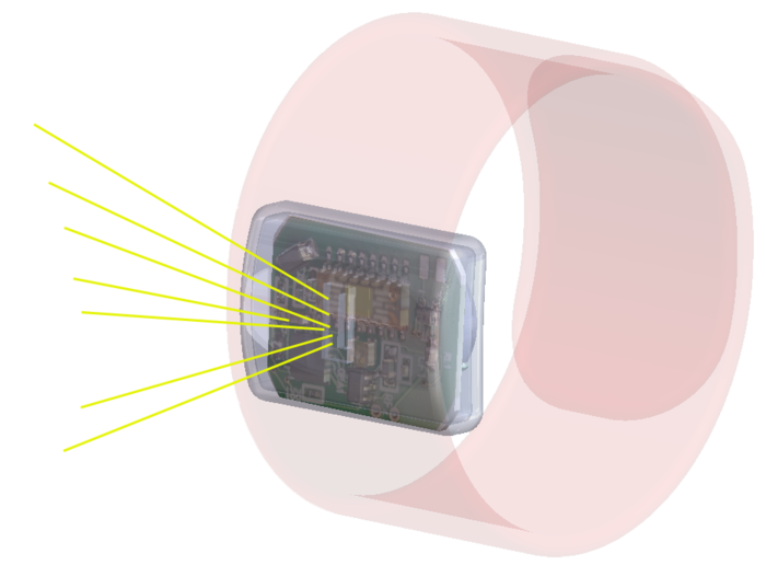 Once activated, the UVeBand’s integrated UV sensor measures incoming ultraviolet radiation via a small window
