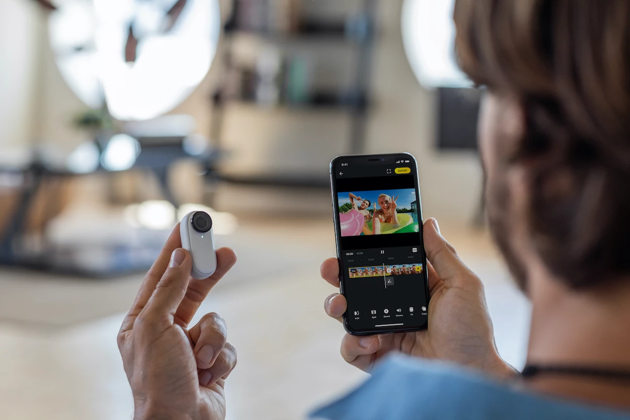 Insta360 Go 2 users set up shots and review footage via an app