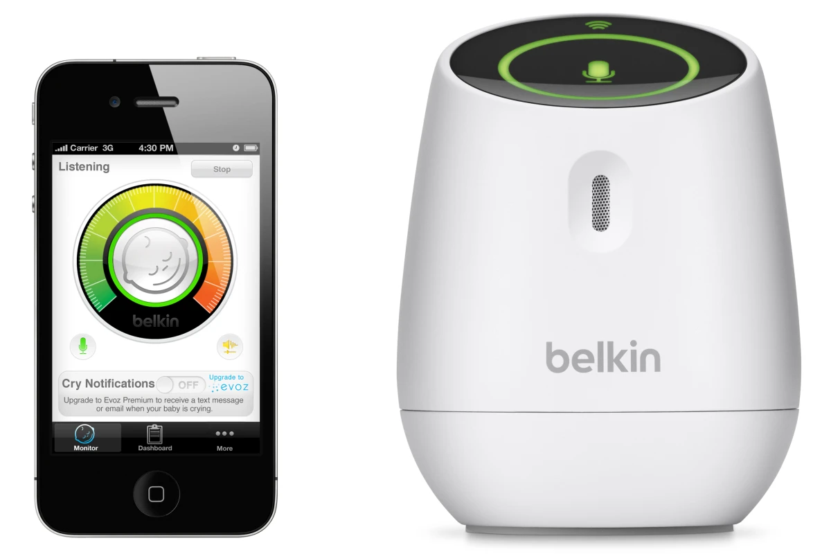 The WeMo Baby lets anxious parents listen to high-quality audio from their baby’s room