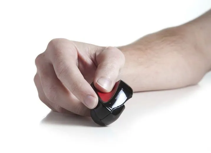 The Swiftmouse is gripped somewhat like you would a pen or stylus
