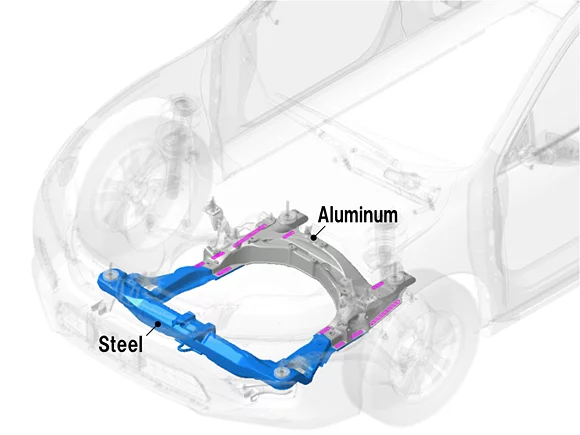 A diagram of an Accord subframe made using the new welding process