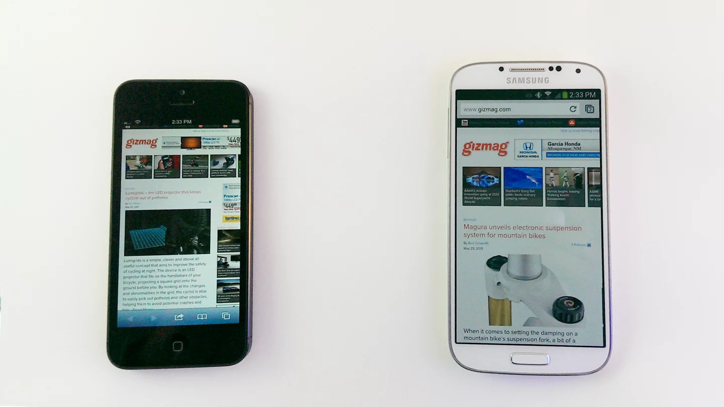 The Galaxy S4 is much bigger than the iPhone 5