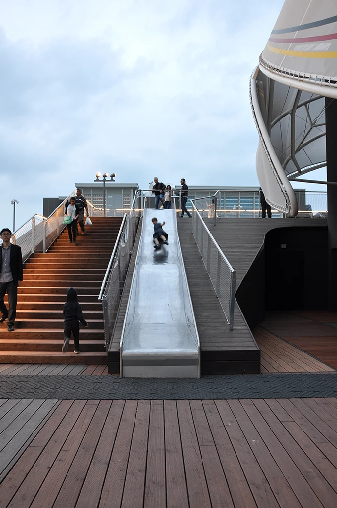Visitors to the German Pavilion can exit via the slide