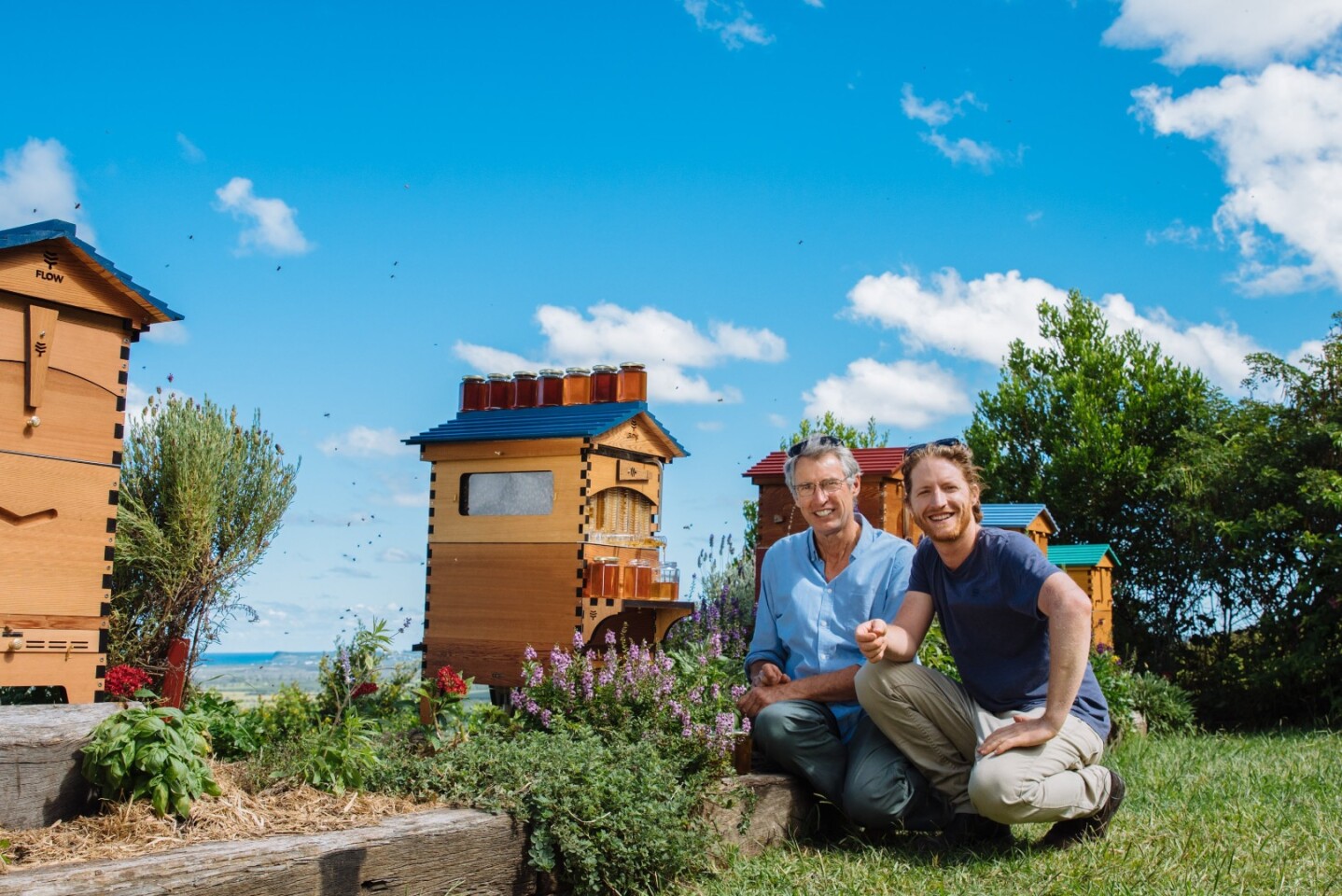 Father and son beekeeping team and inventors of the Flow Hive, Cedar and Stuart Anderson
