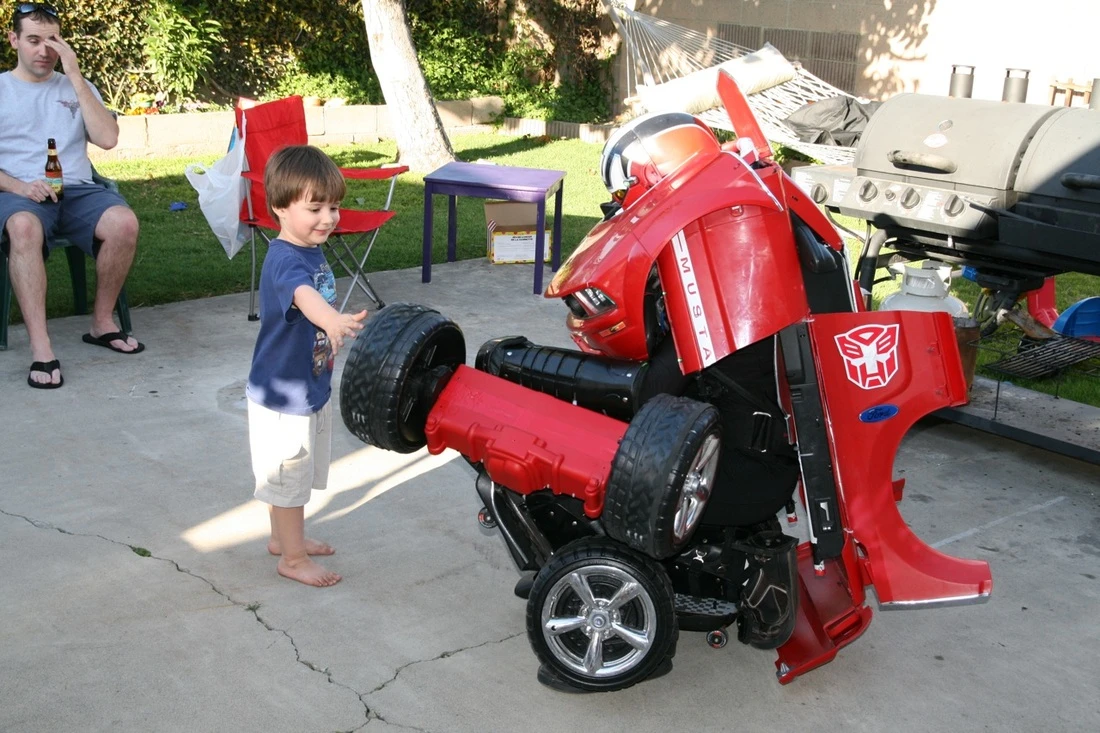 The Mustang Drive Suit in mid-transformation