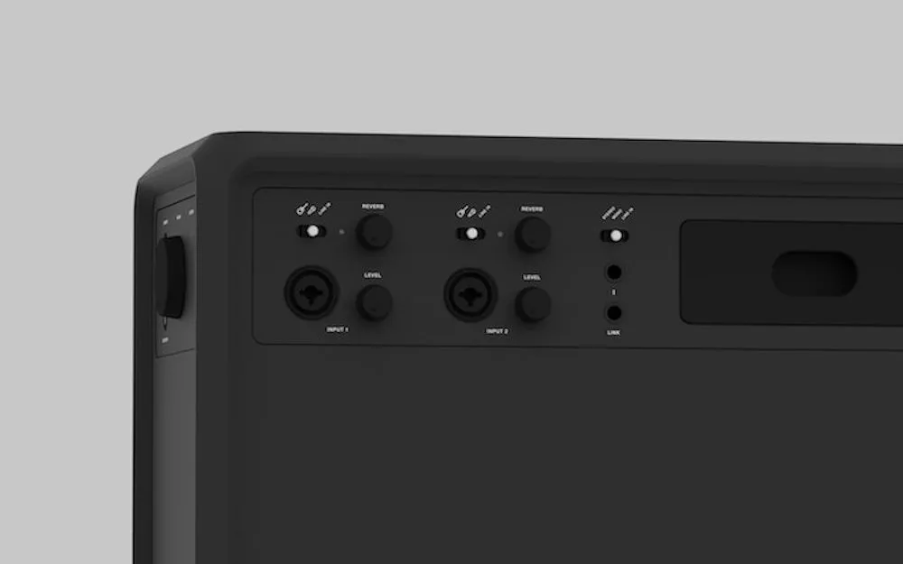 As well as Bluetooth connectivity, the Audiocase features two combo XLR/instrument jack ports with reverb and independent level control, stereo jack for daisy chaining and a USB port for charging mobile devices