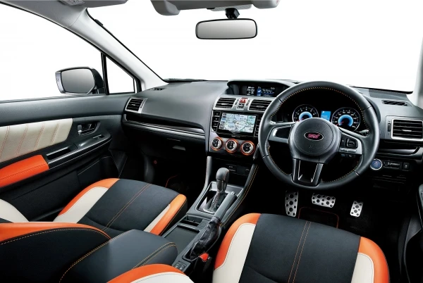 The Subaru badge on the steering wheel has been turfed, and in its place is an STI badge