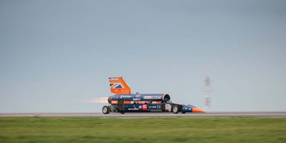 The Bloodhound Supersonic Car is powered by a Rolls-Royce EJ200 jet engine with an equivalent thrust to 360 family cars
