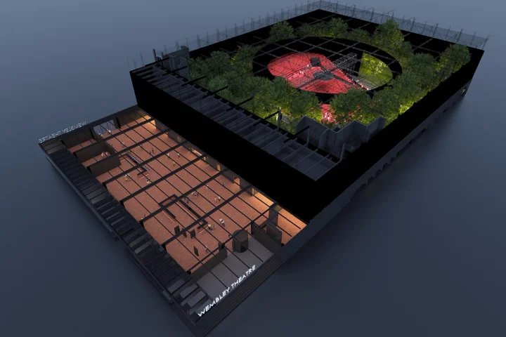 The audience at Wembley Theatre will be surrounded by the stage and seated on a 360-degree rotating turntable, allowing different parts of a set to be presented to audience members