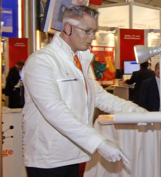 Demonstrating the jacket at CeBIT